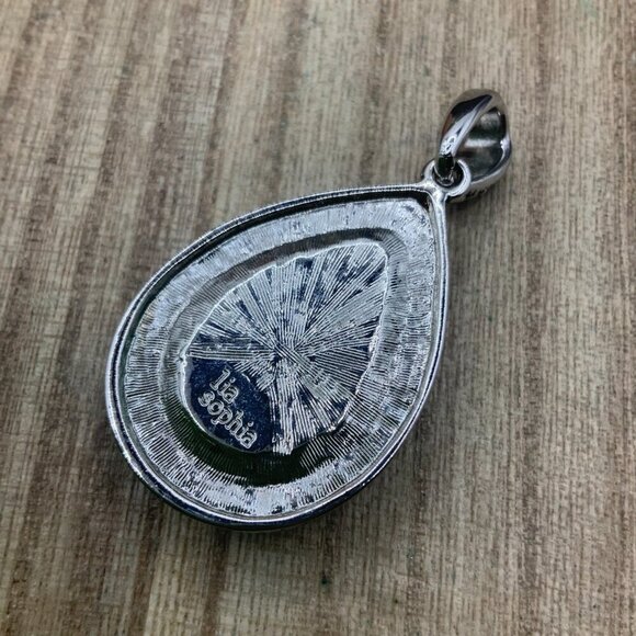 Lia Sophia "Amazonia" Green Teardrop Silver Tone Pendant - Picture 5 of 6